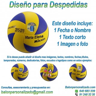 Balón Voleibol Personalizable de marca MIKASA modelo MVA380K con un pre-diseño para regalos de DESPEDIDAS