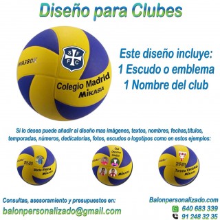 Balón Voleibol Personalizable de marca MIKASA modelo MVA380K con un pre-diseño para regalos de CLUBES