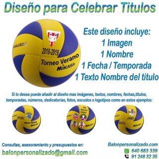 Balón Voleibol Personalizable de marca MIKASA modelo MVA380K con un pre-diseño para regalos de CELEBRACIÓN DE TÍTULOS