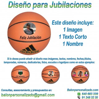 Balón Baloncesto Personalizable de marca ADIDAS modelo ALL COURT con un pre-diseño para regalos de Jubilaciones