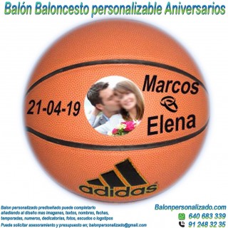 Balón Baloncesto Personalizable con Fotos y textos de Aniversario