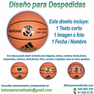 Balón Baloncesto Personalizable de marca ADIDAS modelo ALL COURT con un pre-diseño para regalos de DESPEDIDAS