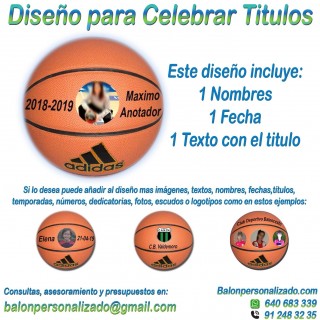 Balón Baloncesto Personalizable de marca ADIDAS modelo ALL COURT con un pre-diseño para regalos de CELEBRACIÓN DE TÍTULOS