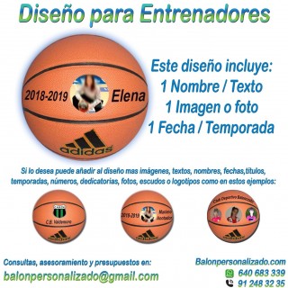 Balón Baloncesto Personalizable de marca ADIDAS modelo ALL COURT con un pre-diseño para regalos de ENTRENADORES