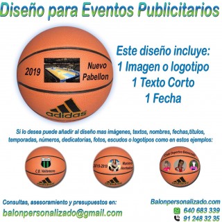 Balón Baloncesto Personalizable de marca ADIDAS modelo ALL COURT con un pre-diseño para regalos de EVENTO