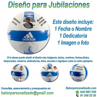 Balón Personalizado con Fotos y textos de Fútbol Addias EPP2 Regalo para Jubilación añadir imágenes, dedicatorias, menciones