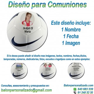 Balón Personalizado con imágenes y textos de Fútbol modelo nike pitch Regalo celebrar comuniones, dedicatoria, fotos