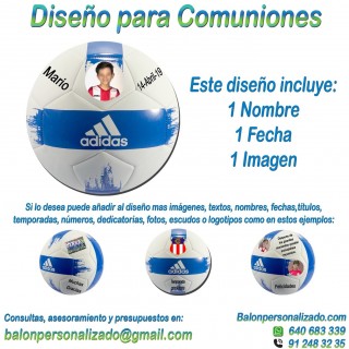 Balón Personalizado con imágenes y textos de Fútbol modelo adidas EPP2 Regalo celebrar comuniones, dedicatoria