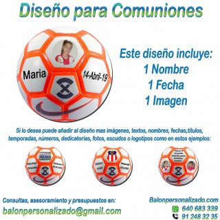Balón Personalizado con imágenes y textos de Fútbol modelo nike strike Regalo celebrar comuniones, dedicatoria