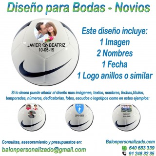 Balón Personalizado Con imágenes, nombres fecha anillos de Fútbol modelo nike pitch Regalo bodas, dedicatoria