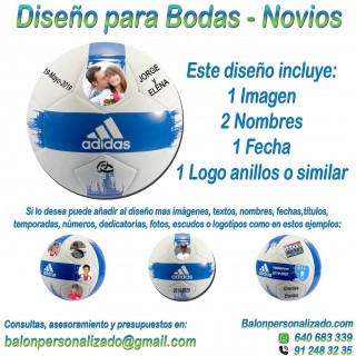 Balón Personalizado Con imágenes, nombres fecha anillos de Fútbol modelo adidas EPP Regalo bodas