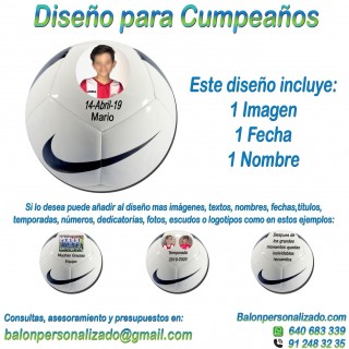 Balón Personalizado con imágenes y nombre fecha de Fútbol modelo nike pitch Regalo celebrar Cumpleaños