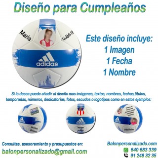 Balón Personalizado con imágenes y nombre fecha de Fútbol modelo adidas EPP2 Regalo celebrar Cumpleaños, dedicatoria