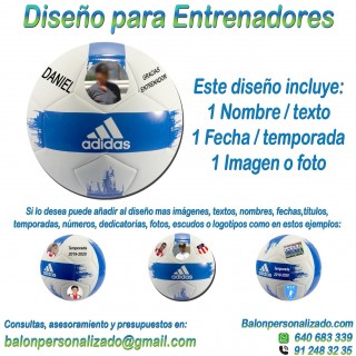 Balón Personalizado con imágenes y nombre fecha Fútbol modelo adidas EPP2 Regalo Entrenador, dedicatoria