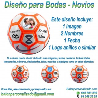 Balón Personalizado Con imágenes, nombres fecha anillos de Fútbol Sala nike menor Regalo bodas