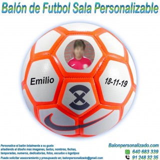 Balón Fútbol Sala Personalizable imagen texto nombre dedicatoria