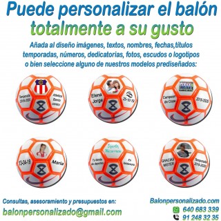 Balón Fútbol Sala Personalizado Total añadir nombres, números, banderas, escudos, imágenes, fotos, dedicatorias