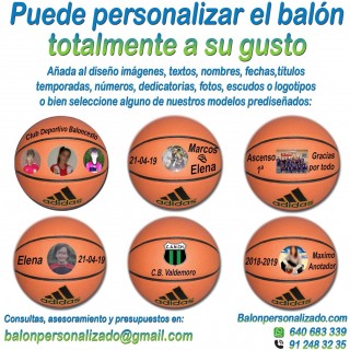 Balón Baloncesto Personalizado añadir nombres, números, banderas, escudos, imágenes, fotos, dedicatorias