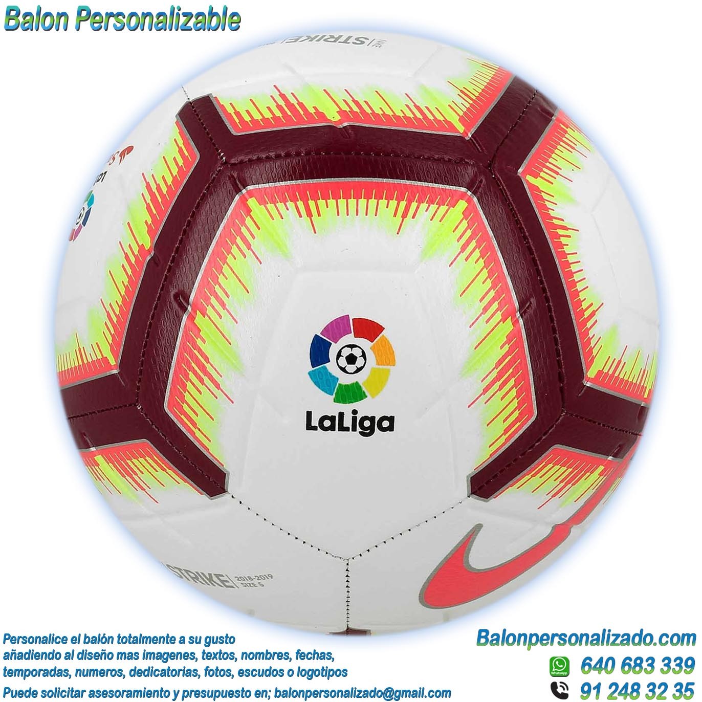 Balón Fútbol Personalizable imagen la liga 2018-2019