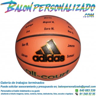balon de baloncesto personalizado con nombres frontal