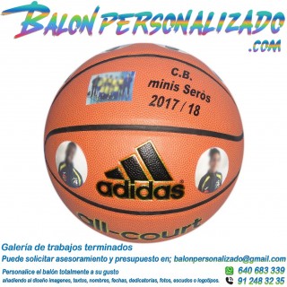 Balon baloncesto personalizado texto imagenes frontal