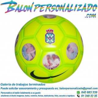 Balon de futbol sala personalizado con escudo y fotos