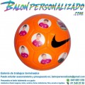 Ejemplo de Balón naranja NIKE de Fútbol personalizado con fotos equipo