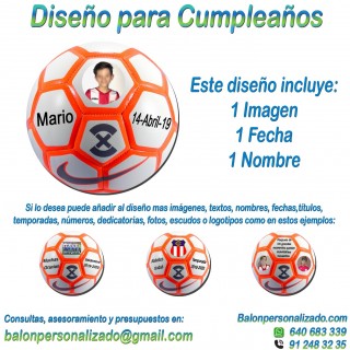 Balón Personalizado Con imágenes y nombre fecha de Fútbol Sala nike menor Regalo celebrar Cumpleaños