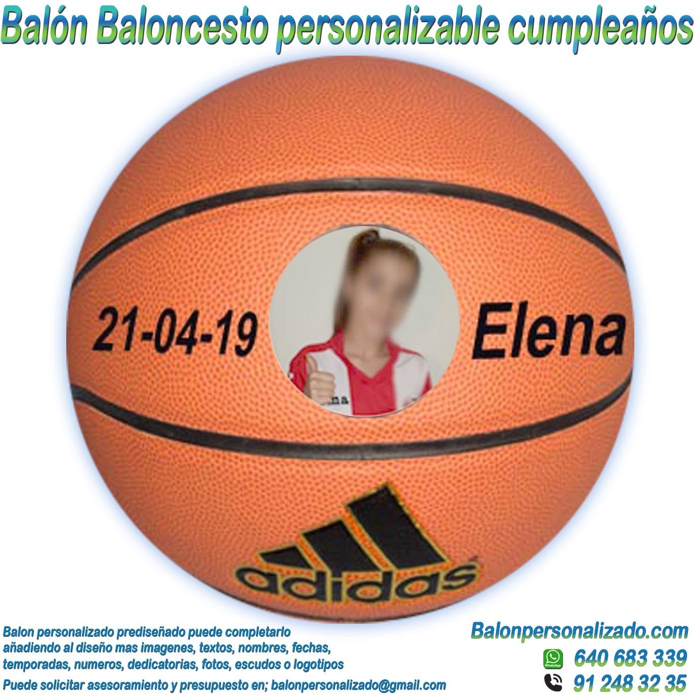 Balón Baloncesto Personalizable con Fotos y nombre regalo Cumpleaños